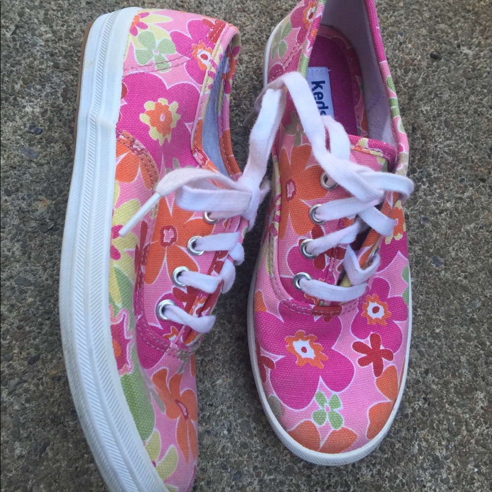 Little Girls Canvas Floral Keds Sneakers Size 13.5